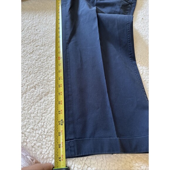 Faconnable Men's Cuffed Flat Front Khaki Pants Blue Size 42R /27 - Picture 4 of 9